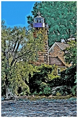 Stone Tower of Windmill Point Lighthouse- Digital Painting